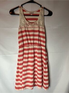 Grane Coral and Cream Striped Lace Sundress